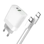 Kép 1/2 - XO L64 fali töltő, USB + USB-C, 20 W (fehér)