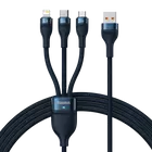Kép 1/8 - Baseus Flash sorozat 3 az 1-ben USB kábel, USB-C + micro USB + Lightning, 66 W, 1,2 m (kék)