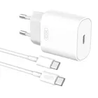 Kép 1/5 - Hálózati töltő + USB-C XO L91EU kábel 25W (fehér)