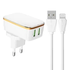 Kép 1/2 - Ładowarka sieciowa LDNIO A2204 2USB + kabel Lightning