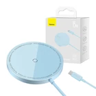 Kép 1/8 - Baseus Simple Mini3 Mágneses (MagSafe) vezeték nélküli indukciós töltő, 15W (kék)