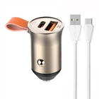 Kép 1/4 - Ładowarka samochodowa LDNIO C509Q USB, USB-C 30W + kabel USB-C