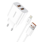 Kép 1/2 - Fast charger Foneng 2x USB EU45 12W + USB Lightning cable