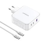 Kép 1/3 - UGREEN Nexode 15339 hálózati töltő, 2xUSB-C, USB-A 3.0, PD3.0, QC4.0, GaN, 140W (fehér)