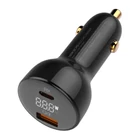 Kép 5/6 - LDNIO C101 Car Charger, USB + USB-C, 100W + USB-C to Lightning Cable (Black)
