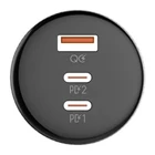 Kép 6/6 - Ładowarka samochodowa LDNIO C102, USB + 2x USB-C, 160W + kabel USB-C do USB-C (czarna)