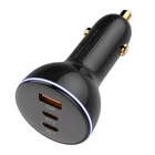 Kép 3/6 - Ładowarka samochodowa LDNIO C102, USB + 2x USB-C, 160W + kabel USB-C do USB-C (czarna)