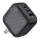 Kép 2/3 - INVZI GanHub 2x USB-C + USB wall charger, 65W, EU/UK/AU/US (black)