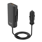 Kép 1/3 - Budi 105W autós töltő, USB + USB-C, PD + QC 3.0 (fekete)
