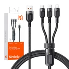 Kép 3/3 - 3in1 USB to USB-C / Lightning / Micro USB Cable, Mcdodo CA-0930, 6A, 1.2m (Black)