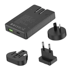 Kép 3/3 - Legyen univerzális töltő, USB + USB-C, PD 65W + EU/UK/US/AU adapter (fekete)