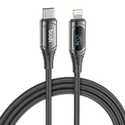 Kép 1/2 - LED USB-C - Lightning Budi kábel, 20 W, 1,5 m (fekete)