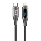 Kép 2/2 - LED USB-C - Lightning Budi kábel, 20 W, 1,5 m (fekete)