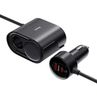 Kép 3/9 - Baseus High Efficiency Pro 1-for-2 autós töltő és szivargyújtó, 30W (fekete)