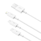 Kép 5/8 - Kabel szybkiego ładowania  Baseus Superior Data USB do M+L+C 3.5A 0.5M(White)