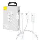 Kép 1/8 - Kabel szybkiego ładowania  Baseus Superior Data USB do M+L+C 3.5A 0.5M(White)