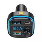 Kép 4/5 - Autós töltő / FM adó XO BCC08 USB x2, USB-C, MP3, Bluetooth 5.0 15W (fekete)