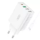 Kép 1/3 - XO L120 hálózati töltő 1xUSB-C, 20W, 1x USB-1, 18W USB-C kábellel (fehér)