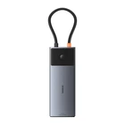 Kép 1/9 - Baseus Adapter Hub 10 az 1-ben USB-C - 2x HDMI, USB-C, 3xUSB-A, RJ45, SD/TF, PD (szürke)
