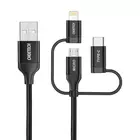 Kép 1/4 - Choetech IP0030 töltőkábel, MFi 3-1-ben, USB-A/Lightning/Micro USB/USB-C, 5 V, 1,2 m (fekete)