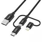 Kép 4/4 - Choetech IP0030 töltőkábel, MFi 3-1-ben, USB-A/Lightning/Micro USB/USB-C, 5 V, 1,2 m (fekete)