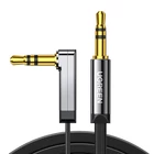 Kép 1/2 - UGREEN AV119 Mini jack 3.5mm AUX könyök kábel, lapos , 1,5m (fekete)