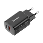 Kép 2/2 - Wall Charger USB-C+USB-A 30W Essager PD+QC (black)