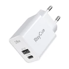 Kép 1/4 - RayCue USB-C + USB-A PD 20W EU töltő (fehér)