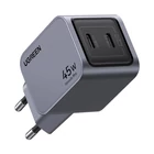 Kép 1/3 - Ugreen Nexode Pro 45W wall charger, 2x USB-C (gray)