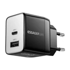 Kép 1/4 - Wall charger, Essager, ECT33W-LJB01-Z, GaN, 1xUSB-A, 1xUSB-C, 33W (black)