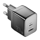 Kép 3/4 - Wall charger, Essager, ECT33W-LJB01-Z, GaN, 1xUSB-A, 1xUSB-C, 33W (black)
