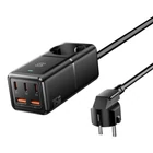 Kép 2/3 - Wall charger, Essager, ECTAC-BRB01-Z, GaN, 3xUSB-C, 2xUSB-A, Gniazdko AC, 75W (black)