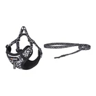 Kép 1/3 - Dogness cat leash 1,5m+harness walking set (black and white)