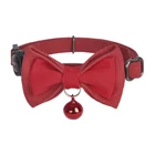 Kép 2/3 - Collar set Dogness for cats 2 pcs (Genuine Leather Red/Fiber Black)