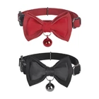 Kép 1/3 - Collar set Dogness for cats 2 pcs (Genuine Leather Red/Fiber Black)