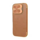 Kép 3/4 - Etui Nillkin Qin Prop Leather iPhone 16 (brązowy)