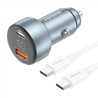 Kép 1/2 - Foneng C18 1xUSB-A, 1xUSB-C 2.4A 48W car charger (grey) + USB-C to USB-C cable