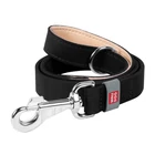 Kép 1/2 - WAUDOG natural leather dog leash 20 mm wide, 122 cm long Black