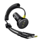 Kép 2/8 - 60W Baseus USB-C autós töltő + Lightning kábel (fekete)