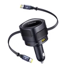 Kép 1/8 - Baseus Enjoyment Max autós töltő USB-C+USB-C kábelekkel és USB-A+USB-C portokkal 90W Fekete