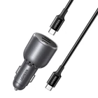 Kép 1/3 - UGREEN EC705 autós töltő, USB + 2x USB-C, 130W + 1m 5A kábel