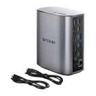 Kép 2/6 - BlitzWolf BW-TH15 17 az 1-ben dokkolóállomás 2xHD+DP+4xC+3xUSB 3.0+USB 3.1+C 3.2+C PD+RJ45+micro SD+SD+3.5mm audio