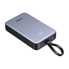 Kép 2/3 - Powerbank 20000mAh Ugreen PB505, USB + USB-C, beépített kábel, 20W (szürke)