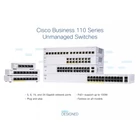 Kép 3/6 - Cisco CBS110 Beállítást nem igénylő (unmanaged) L2 Fast Ethernet (10/100) 1U Szürke