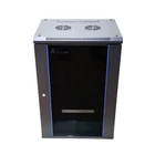 Kép 1/5 - Extralink szafa wisz 19\" 15U 450mm d szklane czarna Falra szerelhető állvány Fekete