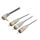 Kép 3/5 - Kompozit Videó Kábel 3.5 mm-es Dugasz - 3x RCA Dugó 2.00 m Kék