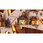 Kép 4/6 - LED karácsonyi csillag tájképpel, fehér, fa, elemes (X22092)  Timer 6+18h,13LED, 3000K, 2xAA