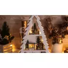 Kép 3/7 - LED karácsonyi fenyő tájképpel, fehér, fa, elemes (X22091)  Timer 6+18h,13LED, 3000K, 2xAA