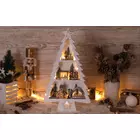 Kép 1/7 - LED karácsonyi fenyő tájképpel, fehér, fa, elemes (X22091)  Timer 6+18h,13LED, 3000K, 2xAA