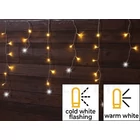Kép 1/4 - Karácsonyi sziporkázó jégcsapfényfüggöny,kül/beltér(X22028)  230VAC, 5+5M, 125LED, 3,6W, 2600-2700K, IP44
